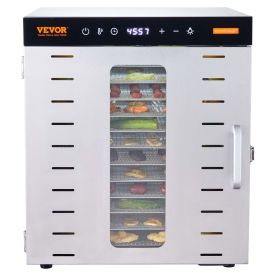 VEVOR Food Dehydrator Machine, 10 Stainless Steel Trays, 1000W Electric Food Dryer with Digital Adjustable Timer & Temperature for Jerky, Herb, M