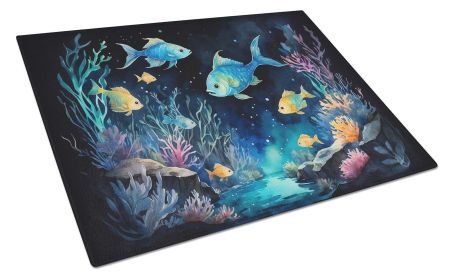 Bioluminescent Fish Glass Cutting Board Decorative Tempered Glass Kitchen Cutting and Serving Board Large Size Chopping Board