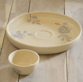 Handcrafted Ceramic Chip And Dip Bowl (Option: 1PC)
